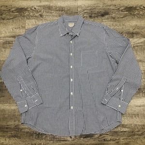 J.Crew Woven Navy/White Shirt Sz XL Gingham Print Plaid Check Top Women's B2